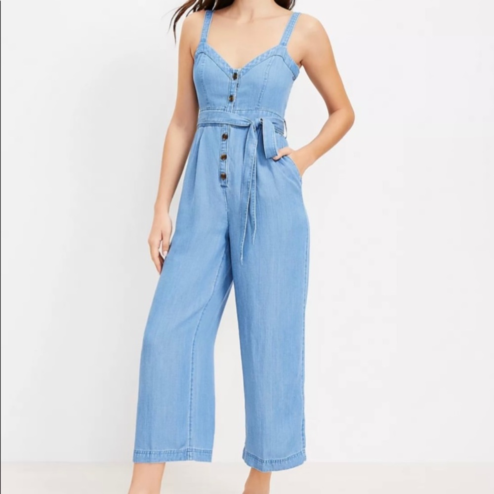 NWT Loft Chambray Strappy Jumpsuit